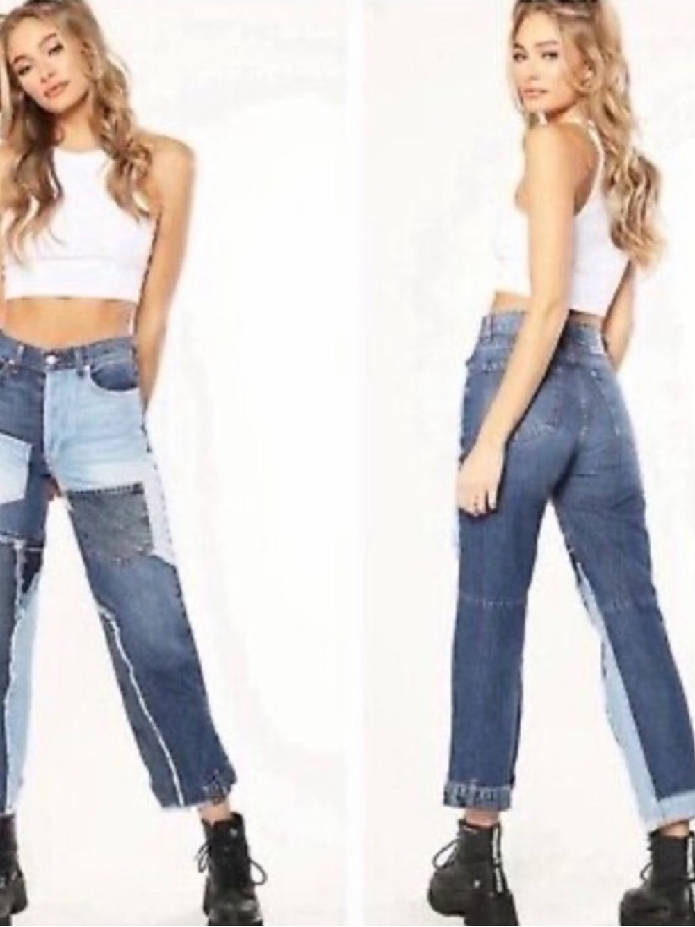 REVICE Denim Patchwork Straight Leg Jeans Women’s Size 25 Retro Festival Y2K